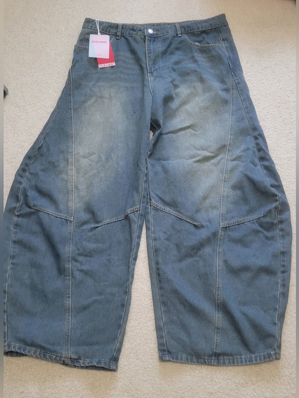 QGRSWBC Denim Wide Leg Hip Hop Stylish Skater Y2K Men Jeans Size 2XL